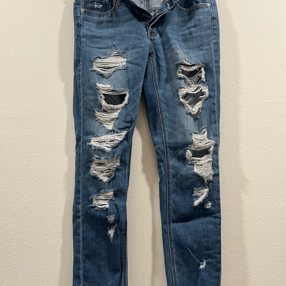 American Eagle Outfitters Ripped Blue Boyfriend Jeans
